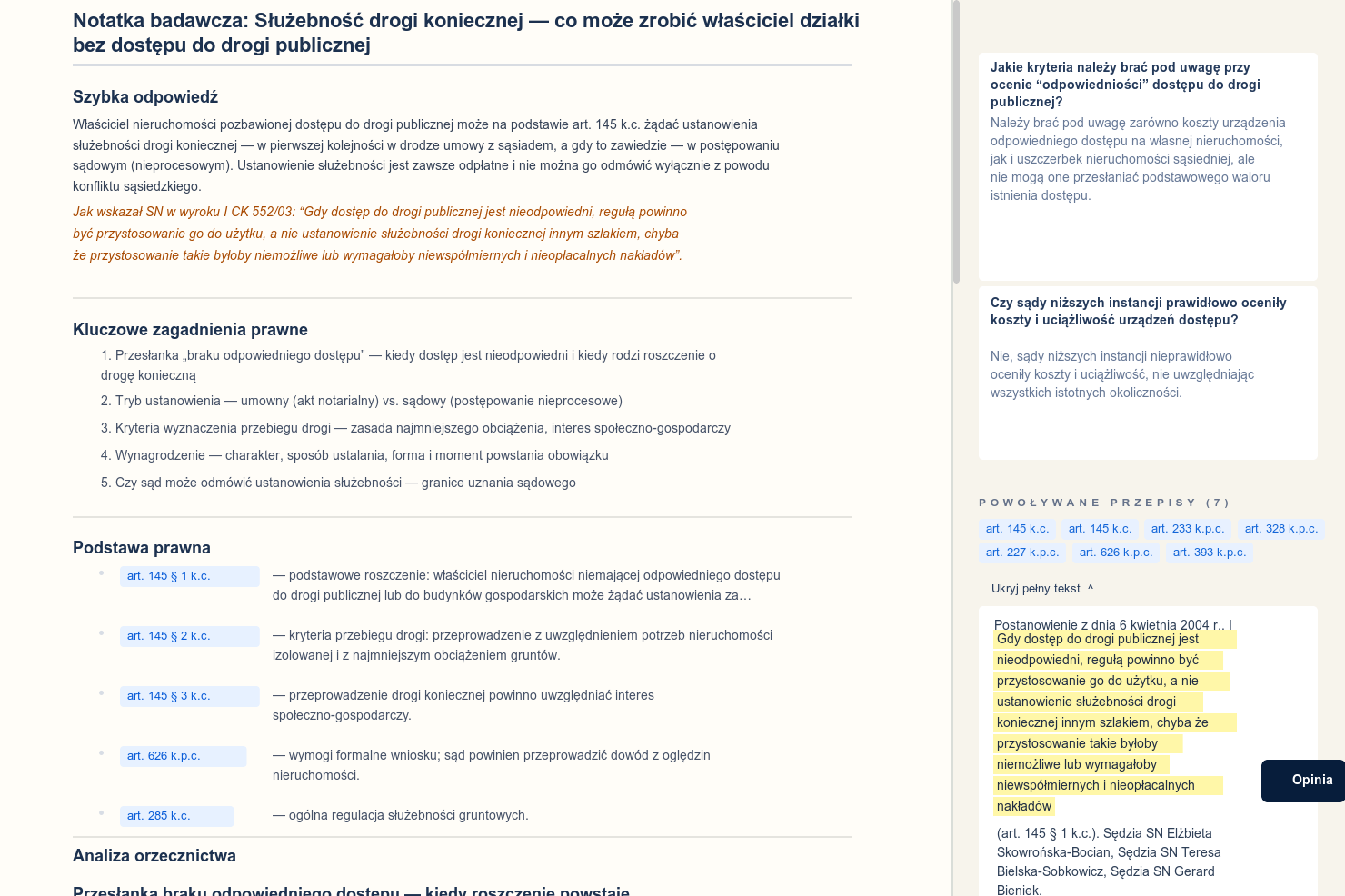 Lexedit legal research memo with clickable citations and source excerpt panel