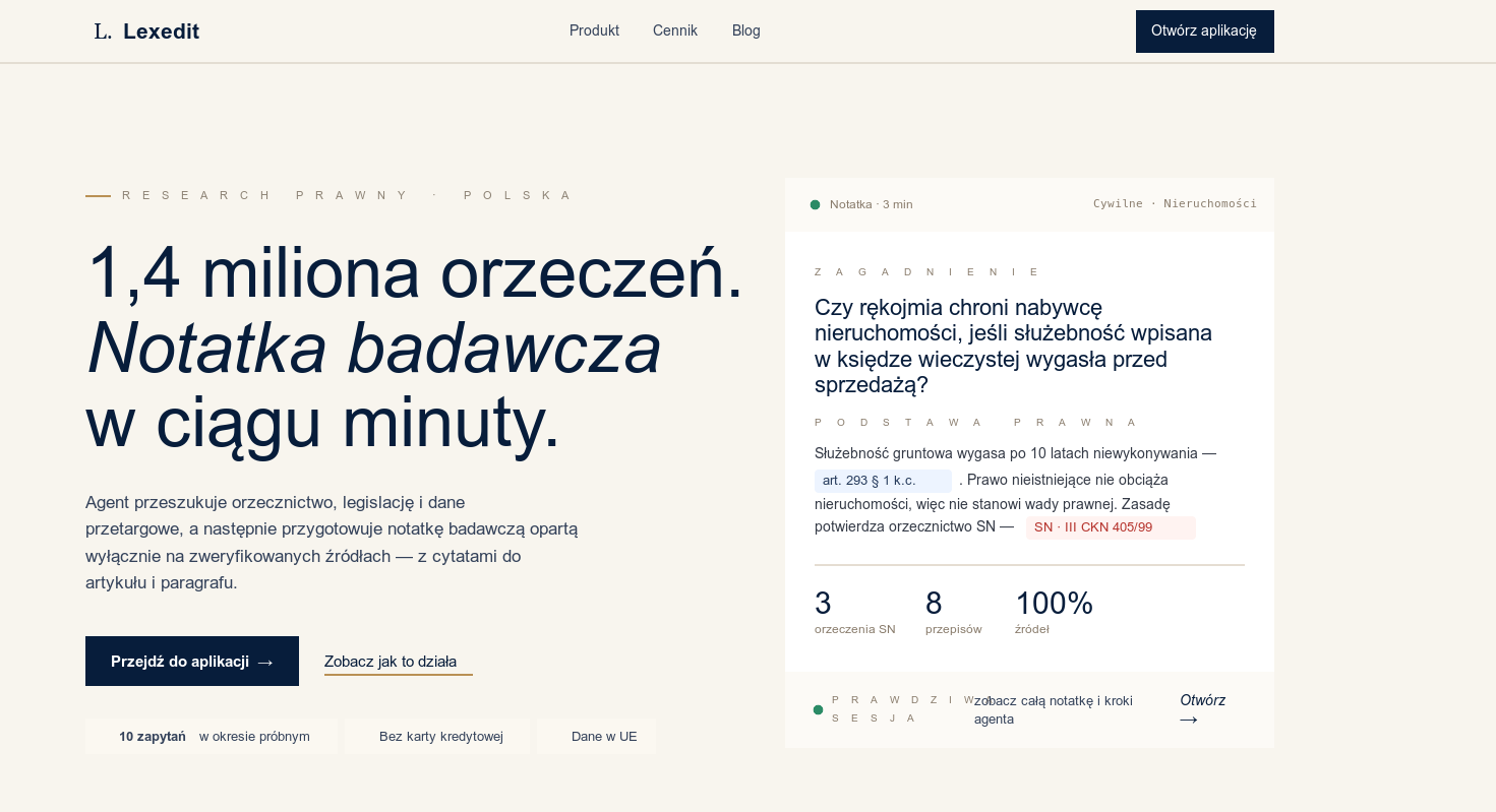 Lexedit - Verified AI Research Workspace for Polish Law